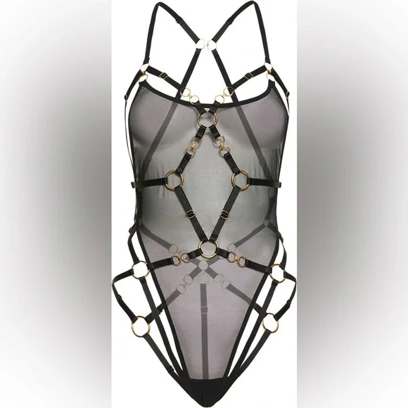 Bordelle Kleio Multi-style Harness Bodysuit In Black - Picture 3 of 8